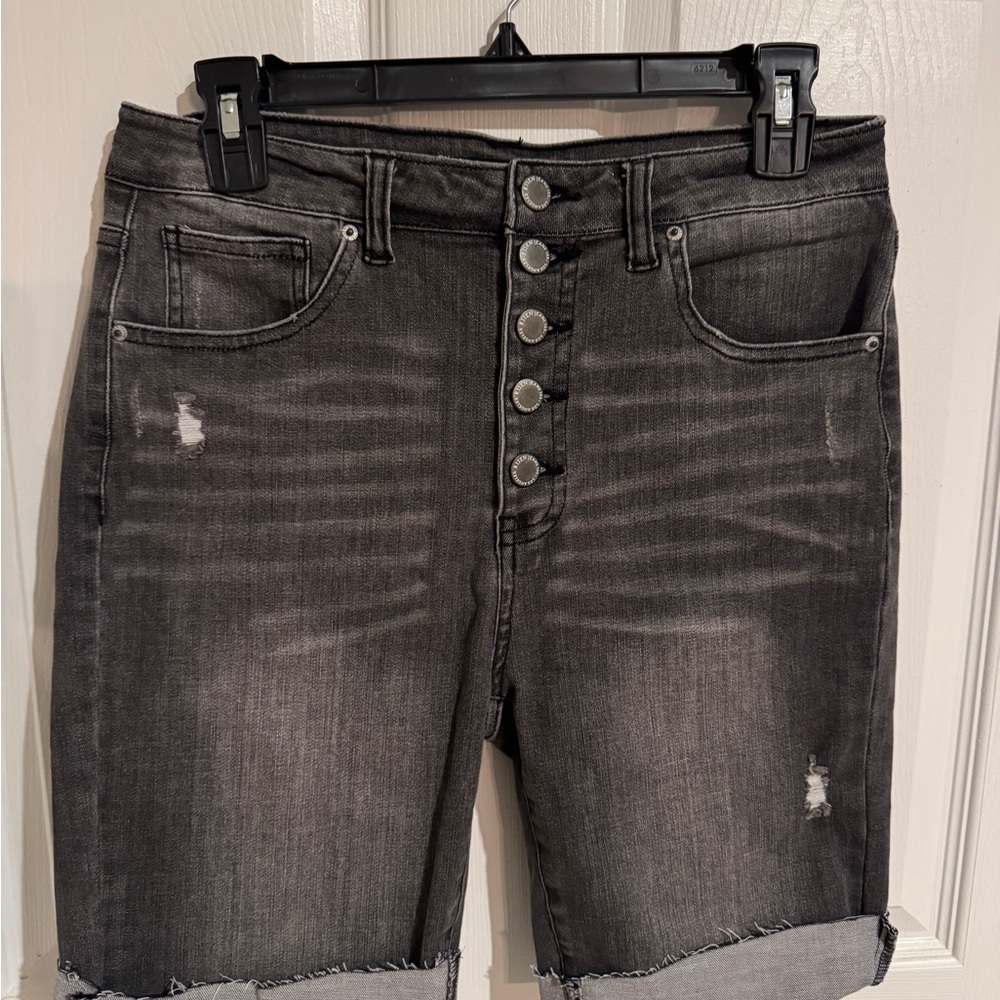 Risen Distressed Black Denim Shorts